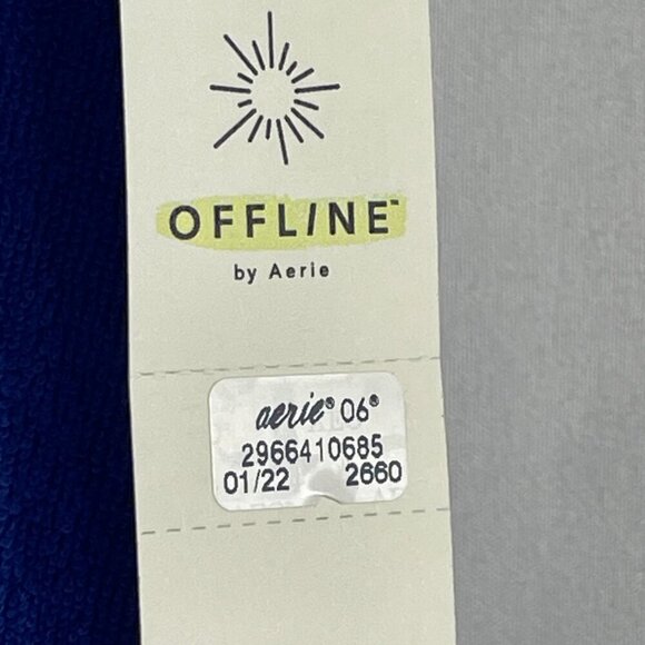 aerie Offline Summer Lights Terry Sports Bra Blue Size XL Comfy Elastic Workout - Picture 9 of 12